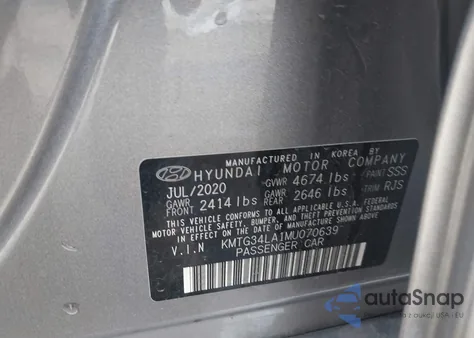 2021 Genesis G70 2.0T Rwd from USA, damaged, VIN KMTG34LA1MU070639